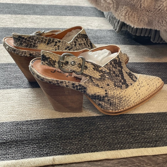 Free People Snakeskin Block Heel Slingback Mules - Picture 3 of 6